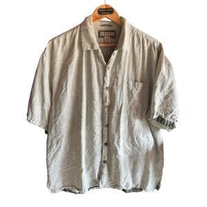 Jamaica Jaxx Men's Floral Jacquard Embroidered Shirt Beige 100% Silk Size XL